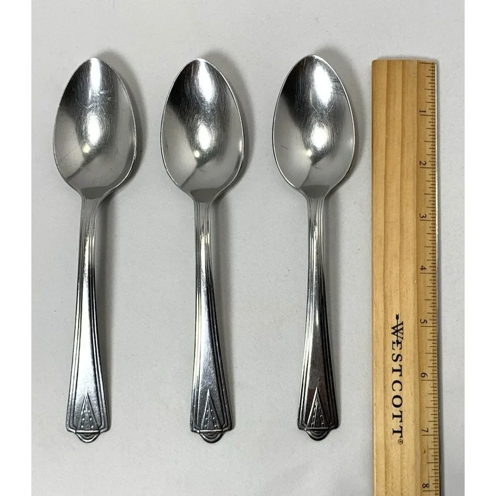 Stainless Flatware USA 3 Piece Spoon Set‎ Art Deco MCM Vintage '60s 